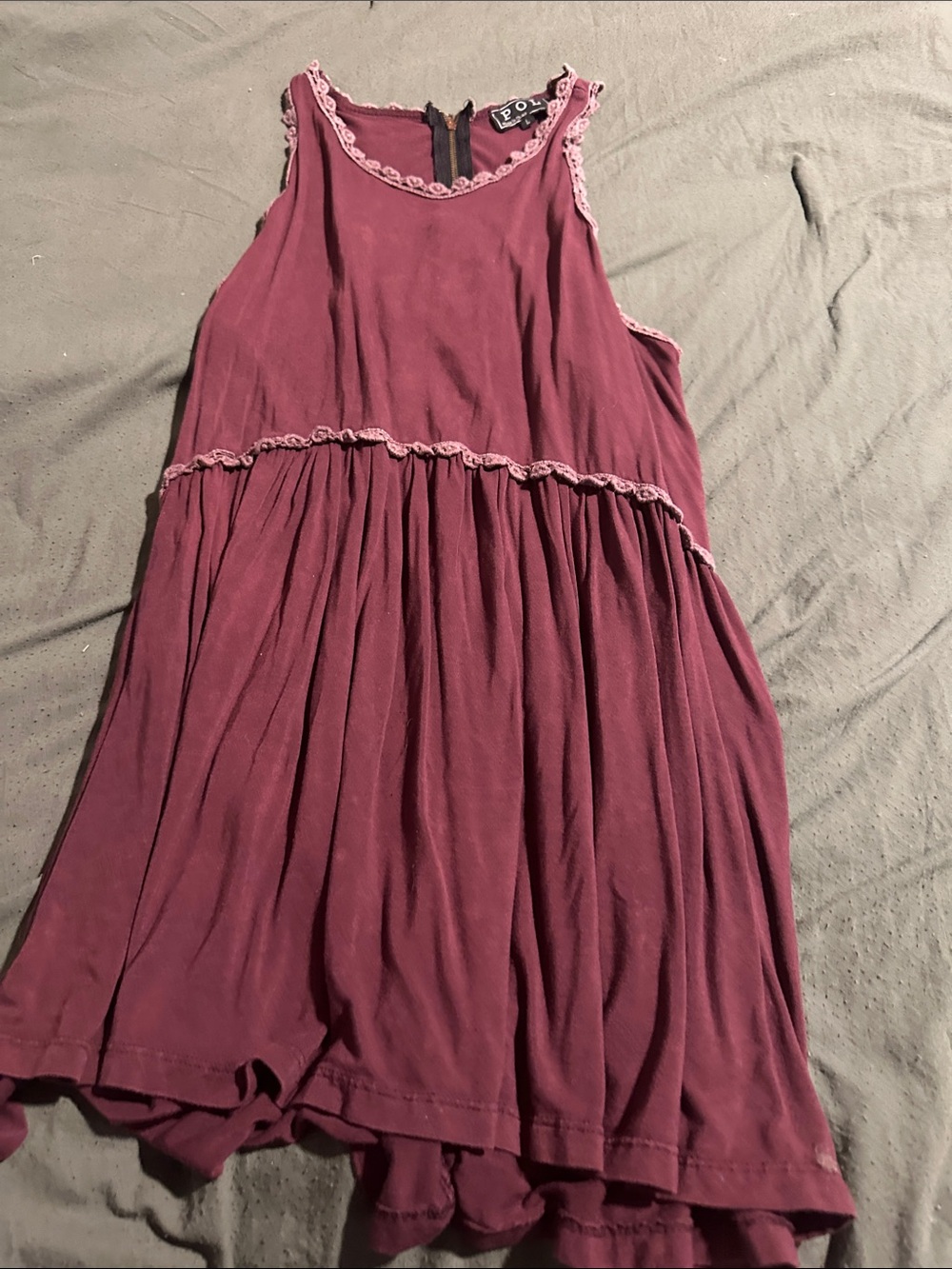 POL Mauve/Pink Sleeveless Tank tunic with Lace Trim